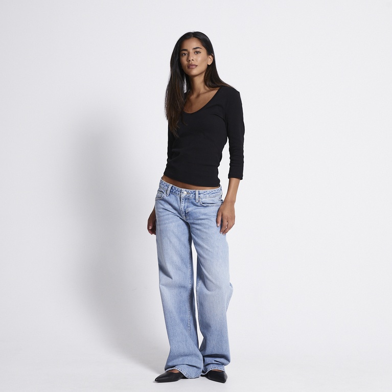 V-neck 3/4 sleeve top "Melinda" Black